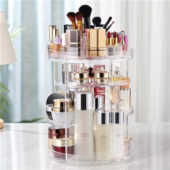 AMEITECH Makeup Organizer, 360 Degree Rotating Adjustable Cosmetic Storage - Picture 13 of 14